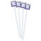 Purple Gingham & Stripe White Plastic Stir Stick - Single Sided - Square - Front