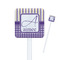 Purple Gingham & Stripe White Plastic Stir Stick - Square - Closeup
