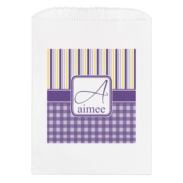 Custom Purple Gingham & Stripe Treat Bag (Personalized)