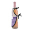 Purple Gingham & Stripe Wine Bottle Apron - DETAIL WITH CLIP ON NECK