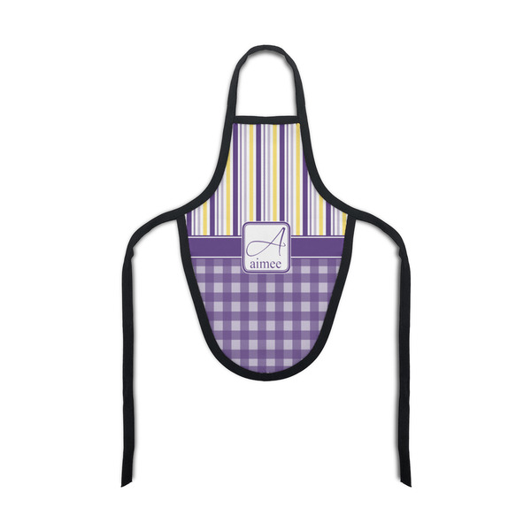 Custom Purple Gingham & Stripe Bottle Apron (Personalized)