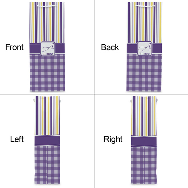 Purple Gingham & Stripe Wine Gift Bag - Matte - Approval