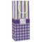 Purple Gingham & Stripe Wine Gift Bag - Matte - Main
