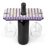 Purple Gingham & Stripe Wine Bottle & Glass Holder (Personalized)