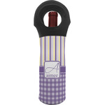 Purple Gingham & Stripe Wine Tote Bag (Personalized)