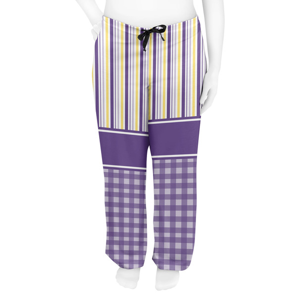 Purple Gingham & Stripe Women's Pj on model - Front