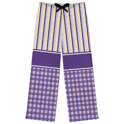 Purple Gingham & Stripe Womens Pajama Pants - S