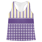 Purple Gingham & Stripe Womens Racerback Tank Top - X Small
