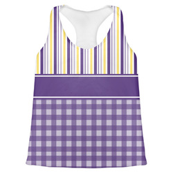 Purple Gingham & Stripe Womens Racerback Tank Top (Personalized)