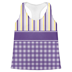 Purple Gingham & Stripe Womens Racerback Tank Top - 2X Large