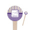 Purple Gingham & Stripe 4" Round Wooden Food Picks - Double Sided (Personalized)
