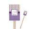 Purple Gingham & Stripe Wooden 6.25" Stir Stick - Rectangular - Closeup