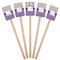 Purple Gingham & Stripe Wooden 6.25" Stir Stick - Rectangular - Fan View