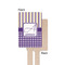 Purple Gingham & Stripe Wooden 6.25" Stir Stick - Rectangular - Single - Front & Back