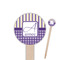 Purple Gingham & Stripe Wooden 6" Food Pick - Round - Closeup