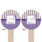 Purple Gingham & Stripe Wooden 6" Food Pick - Round - Double Sided - Front & Back