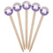 Purple Gingham & Stripe Wooden 6" Food Pick - Round - Fan View