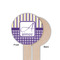 Purple Gingham & Stripe Wooden 6" Food Pick - Round - Single Sided - Front & Back