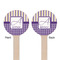Purple Gingham & Stripe Wooden 6" Stir Stick - Round - Double Sided - Front & Back