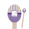 Purple Gingham & Stripe Wooden Food Pick - Oval - Closeup