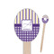 Purple Gingham & Stripe Oval Wooden Food Picks (Personalized)