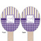 Purple Gingham & Stripe Wooden Food Pick - Oval - Double Sided - Front & Back