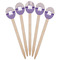 Purple Gingham & Stripe Wooden Food Pick - Oval - Fan View