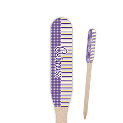 Purple Gingham & Stripe Paddle Wooden Food Picks (Personalized)