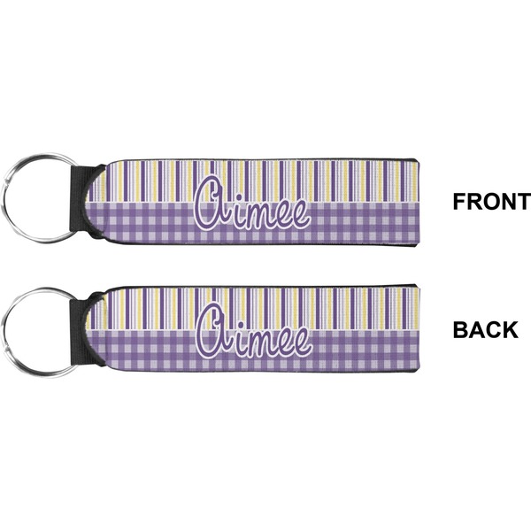 Purple Gingham & Stripe Wristlet (Front + Back)