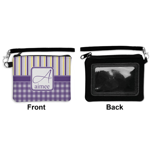 Purple Gingham & Stripe Wristlet ID Cases - Front & Back