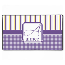 Purple Gingham & Stripe XXL Gaming Mouse Pad - 24" x 14" (Personalized)