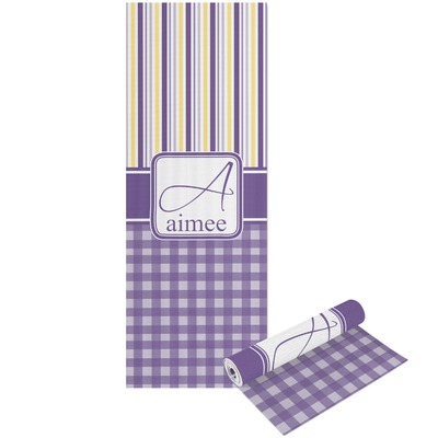 Purple Gingham & Stripe Yoga Mat - Printable Front and Back (Personalized)