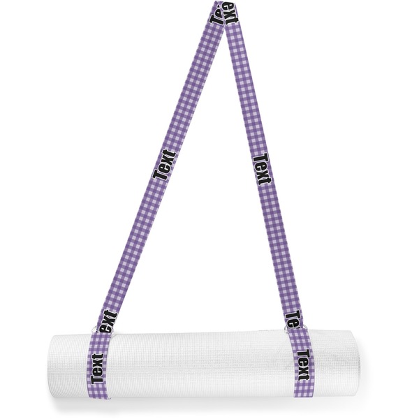 Custom Purple Gingham & Stripe Yoga Mat Strap (Personalized)