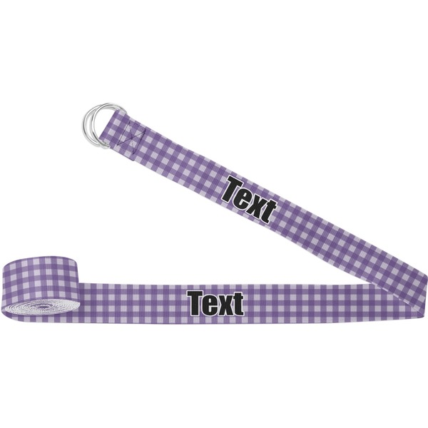 Custom Purple Gingham & Stripe Yoga Strap (Personalized)