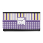 Purple Gingham & Stripe Leatherette Ladies Wallet (Personalized)