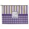 Purple Gingham & Stripe Zipper Pouch Large (Front)