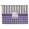 Purple Gingham & Stripe Zipper Pouch - Large - 12.5"x8.5" (Personalized)