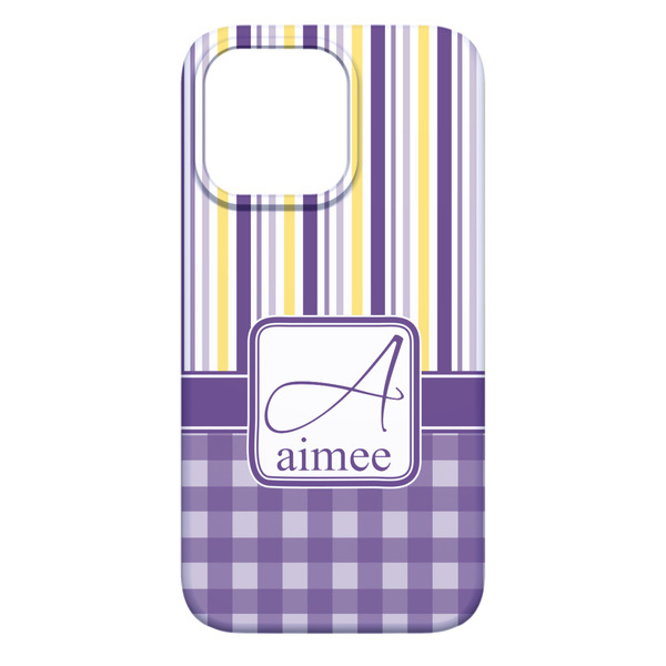Purple Gingham & Stripe iPhone 13 Pro Max Case - Back