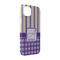 Purple Gingham & Stripe iPhone 14 Case - Angle