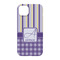 Purple Gingham & Stripe iPhone 14 Case - Back