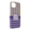Purple Gingham & Stripe iPhone 14 Plus Case - Angle