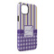 Purple Gingham & Stripe iPhone 14 Plus Tough Case - Angle