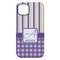 Purple Gingham & Stripe iPhone 14 Plus Tough Case - Back