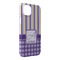 Purple Gingham & Stripe iPhone 14 Pro Max Case - Angle