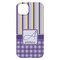 Purple Gingham & Stripe iPhone 14 Pro Max Case - Back