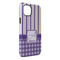 Purple Gingham & Stripe iPhone 14 Pro Max Tough Case - Angle
