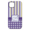 Purple Gingham & Stripe iPhone 14 Pro Max Tough Case - Back