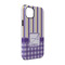 Purple Gingham & Stripe iPhone 14 Pro Tough Case - Angle
