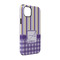 Purple Gingham & Stripe iPhone Case - Rubber Lined - iPhone 14 Pro (Personalized)