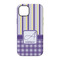 Purple Gingham & Stripe iPhone 14 Pro Tough Case - Back